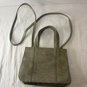 Vintage Liz Claiborne Jute/Straw & Faux Leather Shoulder Bag Purse Tote 5.5"x 8"